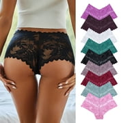 Ashirexll Panties for Women, Sexy Underwear for Women V-Waist Shorts Women's Underwear Lightweight Soft Lace High Waist Panties Black XL